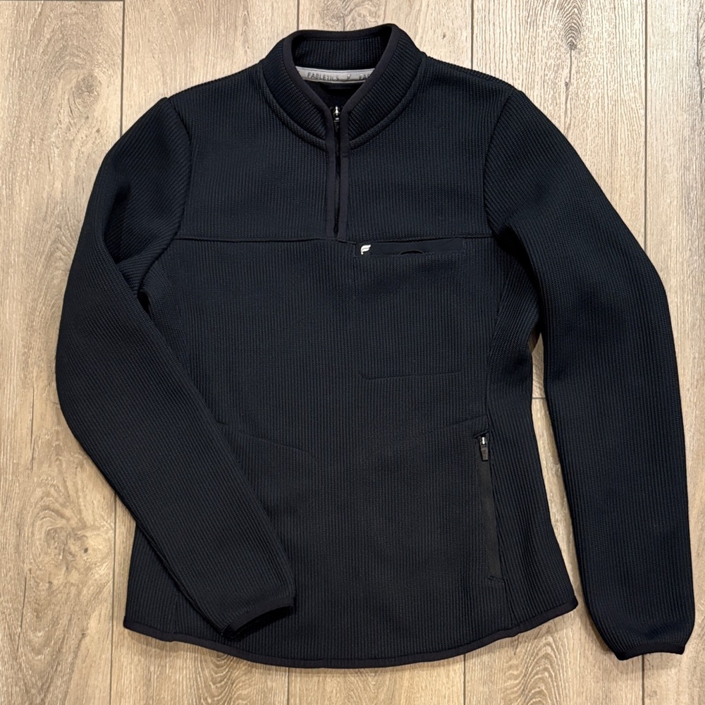 Fabletics Pace Quarter Zip Black Performance Stre… - image 7